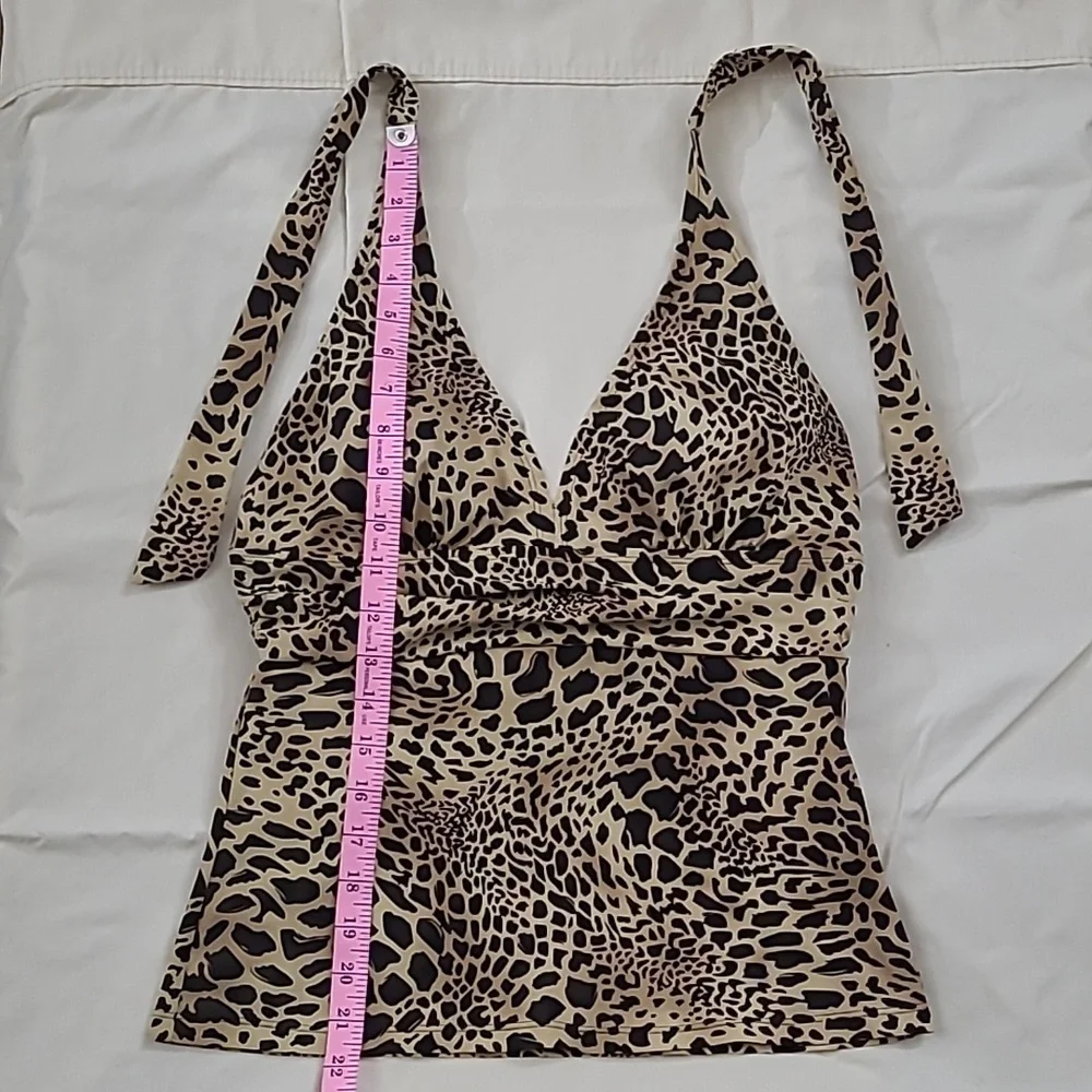 JONES NEW YORK Women's Leopard Print Swim Top - Halter Tankini Size 10